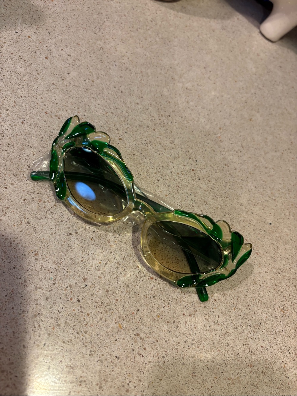 Green eyeglasses * Lightly Tinted or put your Rx in them. Cat eye Flamboyant!